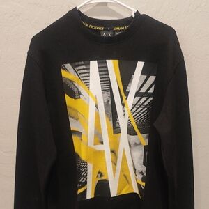 Armani Exchange Graphic Black and Yellow Crewneck Sweater